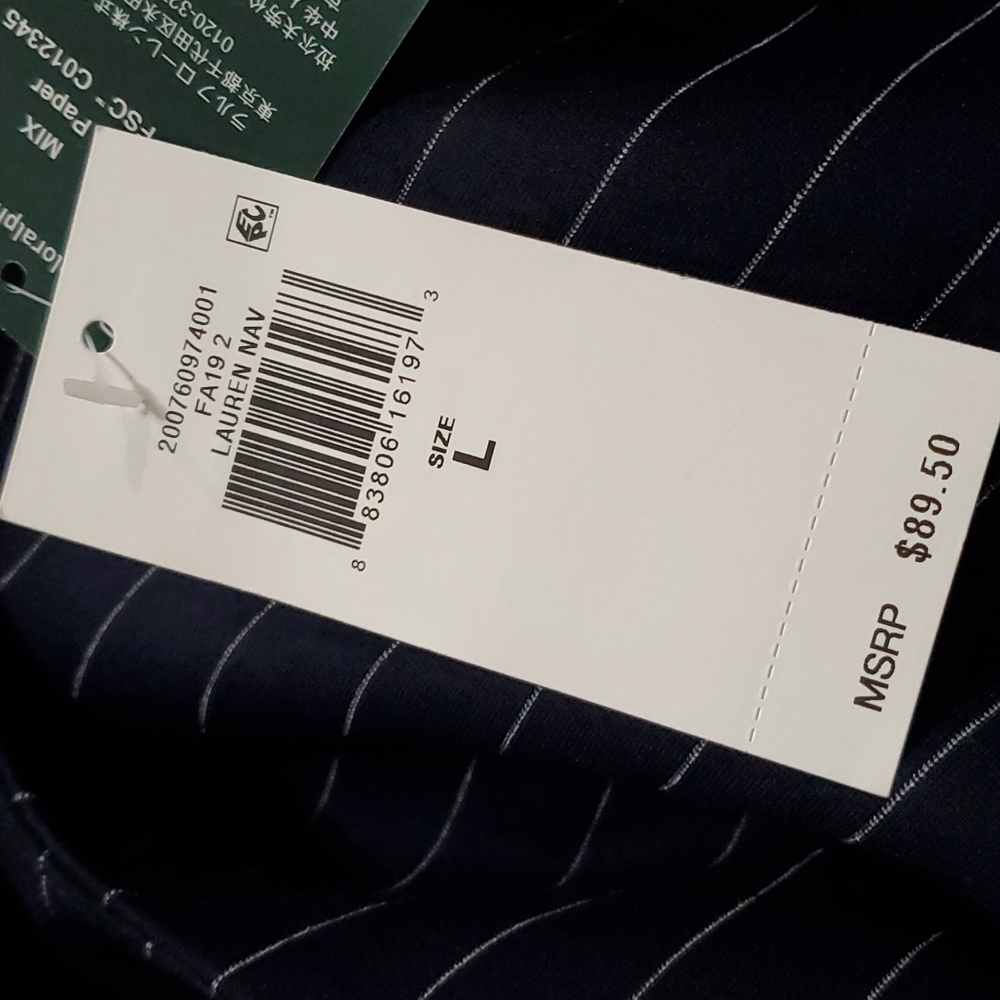 Navy Pinstripe Peplum Blouse - Picture 3 of 11